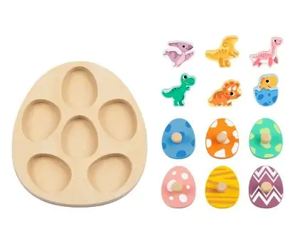 Wooden Egg Puzzle Dinosaurs - ხის სათამაშო კვერცხის ფაზლი, 5 image