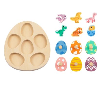 Wooden Egg Puzzle Dinosaurs - ხის სათამაშო კვერცხის ფაზლი, 4 image