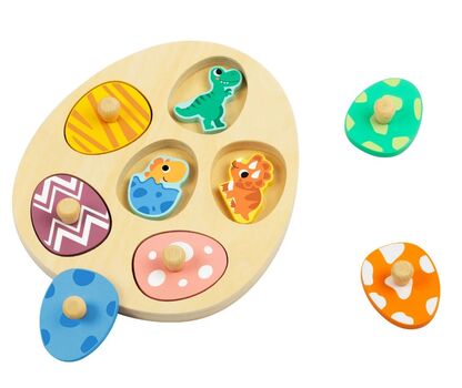 Wooden Egg Puzzle Dinosaurs - ხის სათამაშო კვერცხის ფაზლი