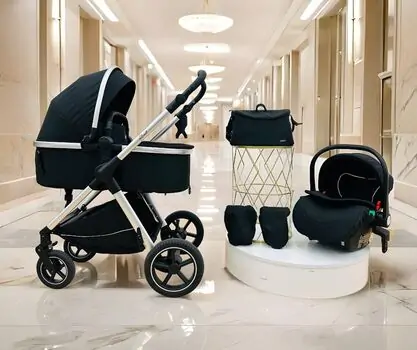 Moni 3 In 1 Set Alina Black-Onyx - საბავშვო ტრანსფორმერი ეტლის კომპლექტი