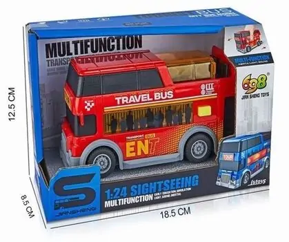 Sightseeing Bus With Light And Sound Red - სათამაშო ორსართულიანი ქალაქის ავტობუსი