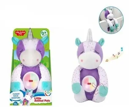 Fluffy Unicorn With Night light - რბილი სათამაშო განათებით და მუსიკალური ფუნქციით