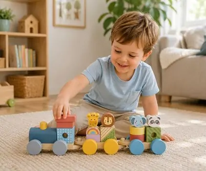 Tooky Toy My Forest Friends Stacking Animals Train - ხის განსავითარებელი სათამაშო მატარებელი