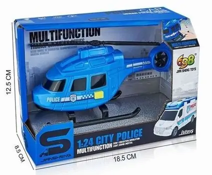 City Police Helicopter With Light And Sound Blue - სათამაშო პოლიციის ვერტმფრენი განათებით და ხმოვანი ფუნქციით