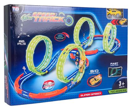 Glow Race Track with Four 360° Loops - სათამაშო ოთხ მარყუჟიანი ტრასა, 3 image