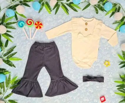 Beautiful Set 2in1 MURATBABY 6803 Gray საბავშვო ტანსაცმლის ნაკრები