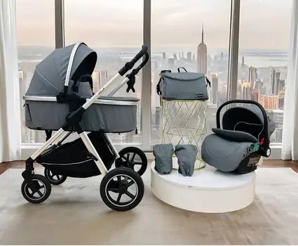 Moni 3 In 1 Set Alina Titanium-Grey - საბავშვო ტრანსფორმერი ეტლის კომპლექტი