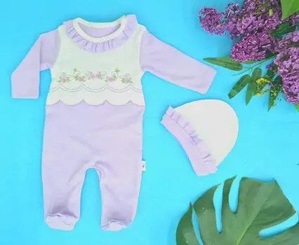 Vintage Flower Romper საბავშვო რომპერი ქუდით