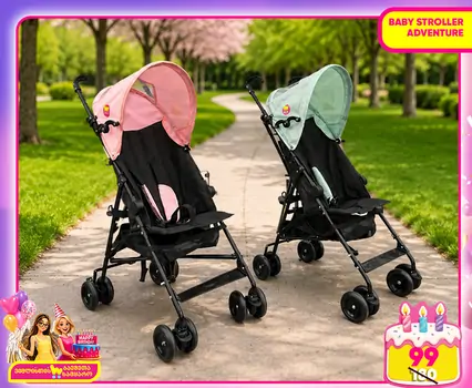 Baby Stroller Adventure Pink, Mint მსუბუქი სასეირნო ეტლი