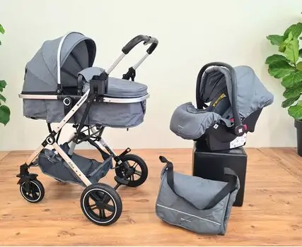 KikkaBoo Alba Grey 3in1 საბავშვო ეტლის კომპლექტი