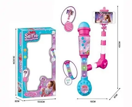 Selfie Fancy light Microphone Pink - სათამაშო მიკროფონი შტატივით