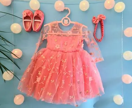 Baby Princes Flower Bloom Dress Quality Kids - საბავშვო კაბა 1093 Pink