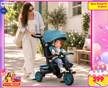 Byox Tricycle Explore Turquoise სასეირნო ველო-ეტლი