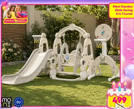 Moni Garden Slide Swing 6 in 1 Lunar - სასრიალო საქანელით
