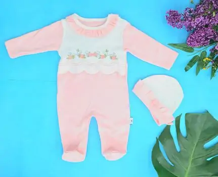 Vintage Flower Romper საბავშვო რომპერი ქუდით