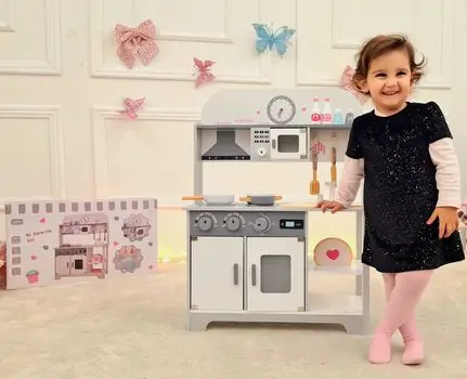 Toy Wooden Kitchen With Accessories - ხის სათამაშო სამზარეულო, 5 image