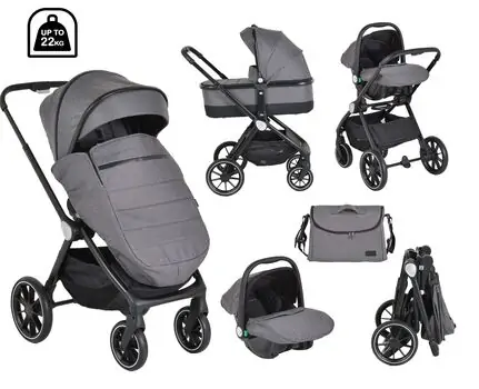 Cangaroo 4 in1 Christiano Dark Grey - საბავშვო ეტლის კომპლექტი