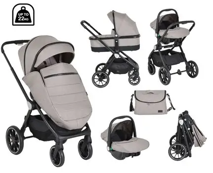 Cangaroo 4 in1 Christiano Beige - საბავშვო ეტლის კომპლექტი