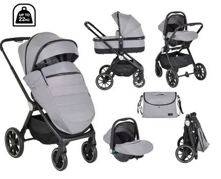 Cangaroo 4 in1 Christiano Grey - საბავშვო ეტლის კომპლექტი
