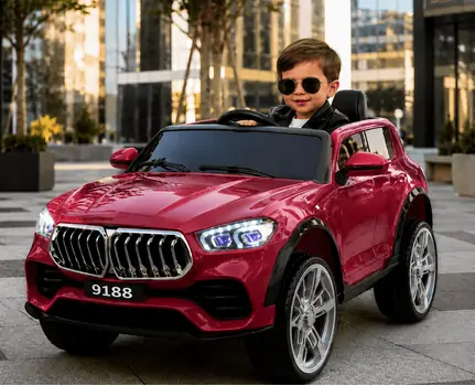 BMW X7 Car Painted Red With Eva Wheels - ელექტრო მანქანა კაუჩუკის საბურავებით
