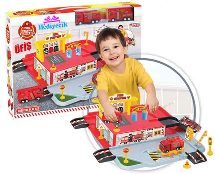 Dede 03343 1 LEVEL FIRE STATION GARAGE SET სათამაშო ტრასა