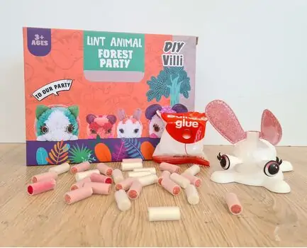 პომ პომ ცხოველები DIY LINT BUNNY