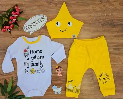 Home is Where My Family is ახალშობილის ტანსაცმლის ნაკრები Miniworld Yellow 15011