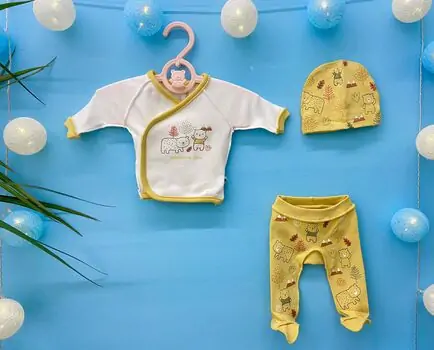 Caramell newborn baby 3in1 set ახალშობილის ტანსაცმლის კომპლექტი 8120 yellow