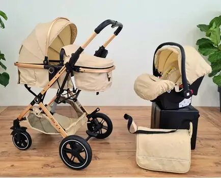 KikkaBoo Alba Beige 3in1 საბავშვო ეტლის კომპლექტი