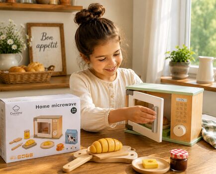 Wooden Toy Microwave Oven - ხის სათამაშო მიკროტალღური ღუმელი