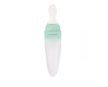 KikkaBoo Silicone squeeze feeding bottle with spoon Rocket Mint 90mI ფაფის ბოთლი კოვზით, 3 image