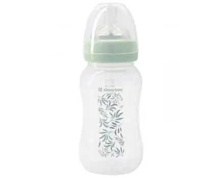KikkaBoo-ს ახალშობილის ბოთლი Anti-colic feeding bottle 330ml Tropical leaves Mint