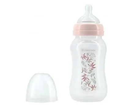 KikkaBoo-ს ახალშობილის ბოთლი Anti-colic feeding bottle 330ml Tropical leaves Pink, 2 image