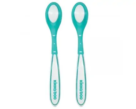 KikkaBoo-ს ჩვილის თერმო კოვზი Heat sensing spoons Boo 2pcs Blue
