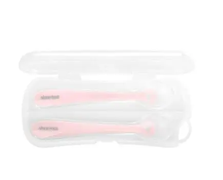 KikkaBoo-ს ჩვილის სილიკონის კოვზი Silicone spoons in a case 2pcs Pink