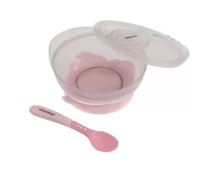 KikkaBoo-ს ჩვილის თასი კოვზით Suction bowl with spoon Pink, 2 image