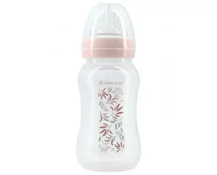KikkaBoo-ს ახალშობილის ბოთლი Anti-colic feeding bottle 330ml Tropical leaves Pink