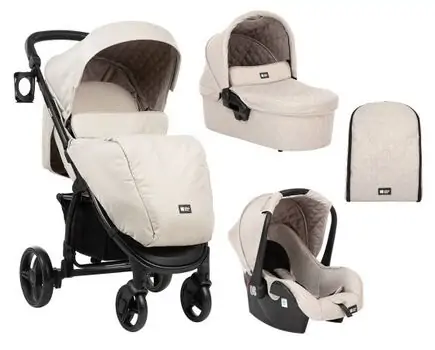 KikkaBoo Madrid 4in1 Beige Melange საბავშვო ეტლის კომპლექტი, 2 image
