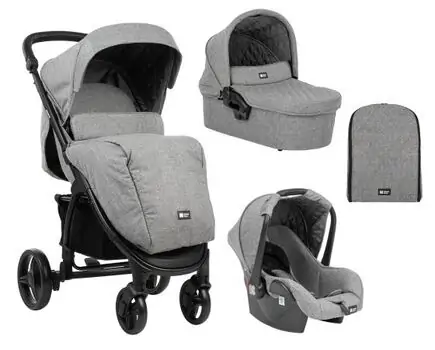 KikkaBoo Madrid 4in1 Dark Grey Melange საბავშვო ეტლის კომპლექტი, 2 image