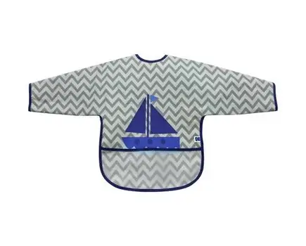 KikkaBoo-ს საბავშვო წინსაფარი Long sleeve bib with crumb catcher Boat Grey