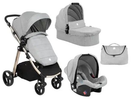 KikkaBoo UGO Light Grey Melange 4in1 საბავშვო ეტლის კომპლექტი