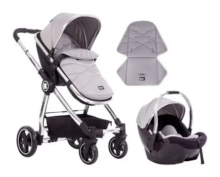 KikkaBoo Allure Grey silver chrome 3in1 საბავშვო ეტლის კომპლექტი