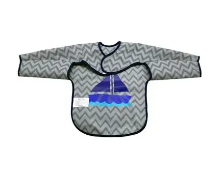 KikkaBoo-ს საბავშვო წინსაფარი Long sleeve bib with crumb catcher Boat Grey, 2 image
