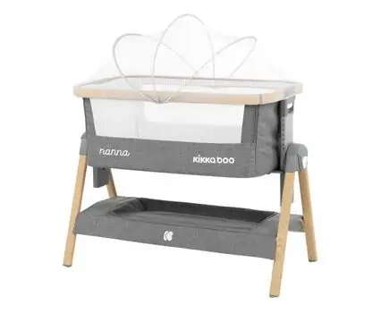 KikkaBoo Nanna Dark Grey wood ახალშობილის საწოლი