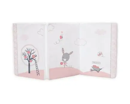 KikkaBoo-ს დასაკეცი ბამბუკის მატრასი Cotton foldable mattress 60/120/5 Pink Bunny
