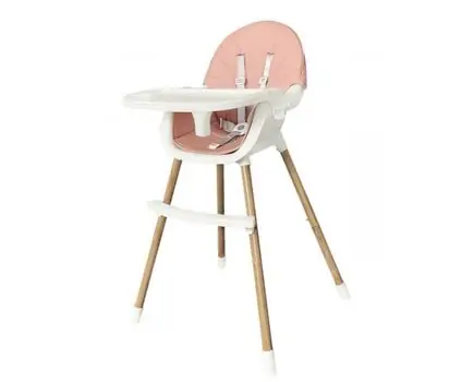 KikkaBoo Nutri Pink Wood საკვები სკამ-მაგიდა