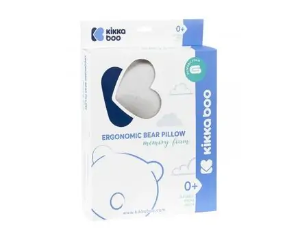 KikkaBoo-ს ერგონომიული ბალიში ახალშობილისთვის Memory foam ergonomic pillow Bear Grey Velvet, 2 image