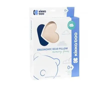 KikkaBoo-ს ერგონომიული ბალიში ახალშობილისთვის Memory foam ergonomic pillow Bear Beige Velvet, 2 image