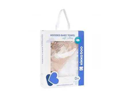 KikkaBoo-ს ახალშობილის პირსახოცი Hooded towel terry 90/90 cm Dreamy Flight Beige, 3 image