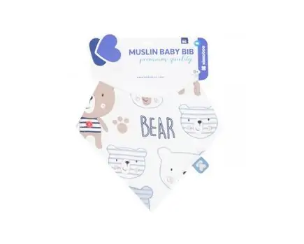 KikkaBoo Muslin baby bib Bear Beige საბავშვო წინსაფარი